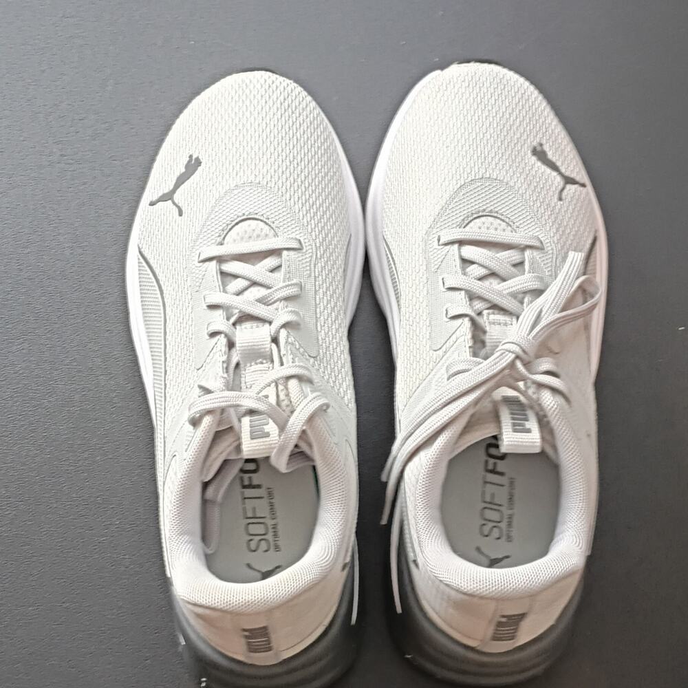 PUMA Men’s Gray/White/Black Low Top Mesh Lace-Up Running Athletic Sneakers